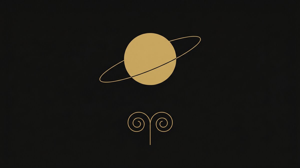 Saturno žiedai virš Avino simbolio